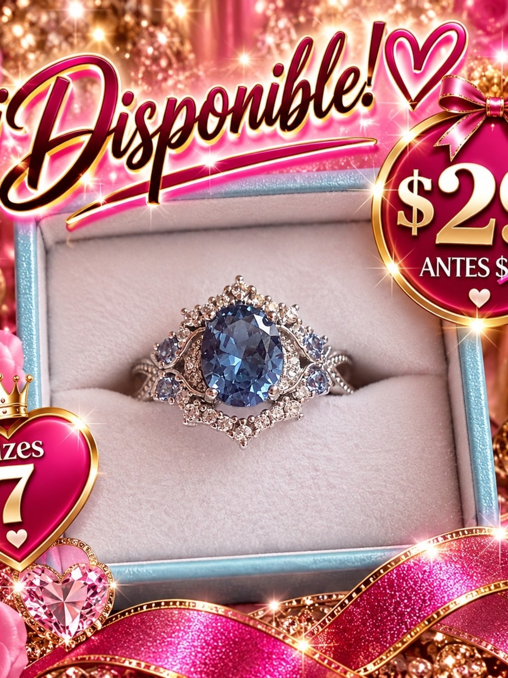 Elegant Blue Sapphire Halo Ring - Women Jewelry